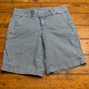 J. Crew Andie Striped Denim Shorts Women's Size 4 Blue White Casual‎